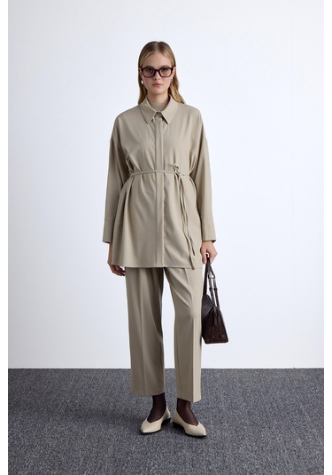 Manuka Geniş Yaka Kadın Tunik - Bej