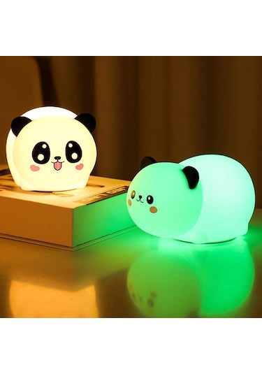 Gülümseyen Panda Led Silika Jel Gece Lambası Beyaz