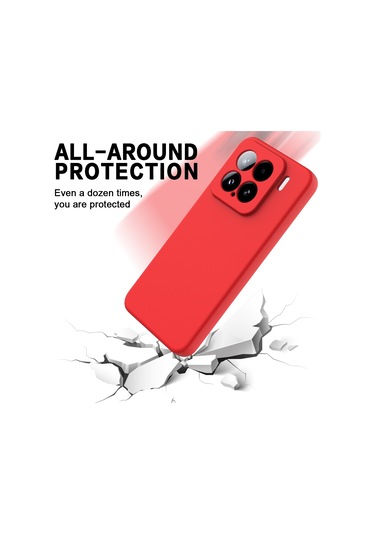 Xiaomi 15 İçin Düz Renk Sıvı Silikon Damlamaz Tam Kapsama Telefon Kılıfı Kırmızı