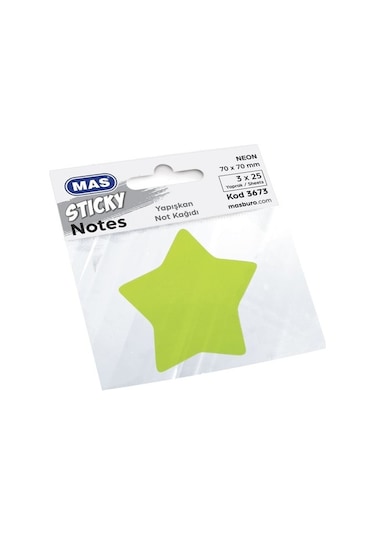 Mas Sticky Yapışkanlı Not Kağıdı Yıldız 70X70 Mm 75 Yaprak 3673