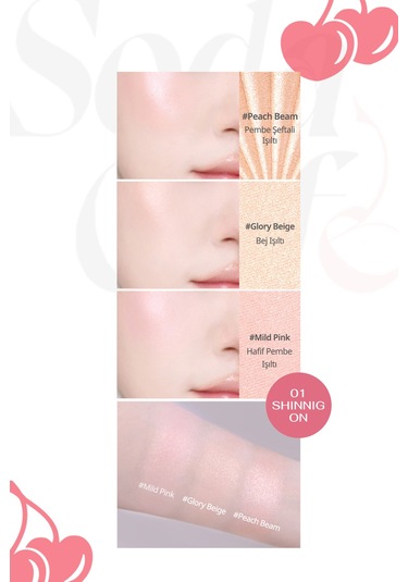 İnci Işıltıları İçeren Aydınlatıcı Paleti Perıpera V Highlighter Ad 001 Shining On Shine Bright