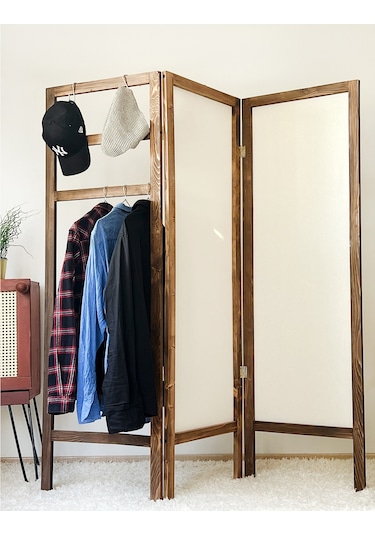 Askılık Paravan Ahşap   Elbise Askısı Kumaş Seperatör 5215