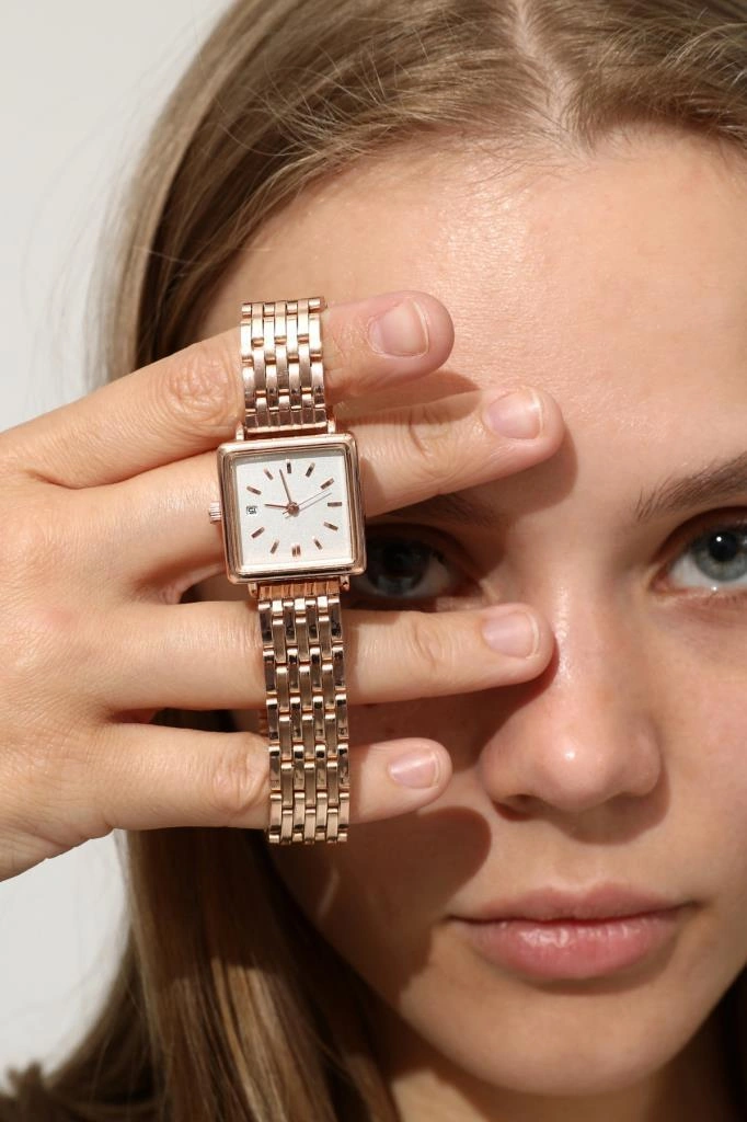 Minimal Kare Rose Kadın Kol Saati Rose Gold
