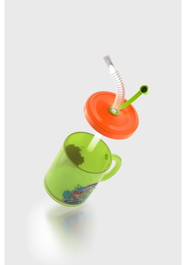 Renga Ruby Kaplumbağa Desenli 210 Ml Pipetli Kulplu Pp Bebek Bardağı 142026 Yeşil-turuncu Yeşil