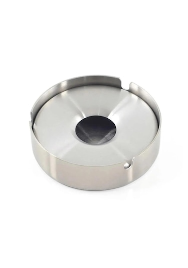 Rotanev Paslanmaz Çelik Skoçlu Mat Yuvarlak Model Kapaklı Küllük Dekoratif Kül Tablası 10 CM Küllük