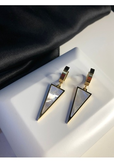 Vog Xuping Model Sedef Taşlı Üçgen Tasarım Sevgiliye,eşe,anneye,arkadaşa Hediye Küpe Sarı