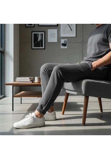 Noxly Jogger Eşofman Altı Lastik Paça Üç İplik Antrasit