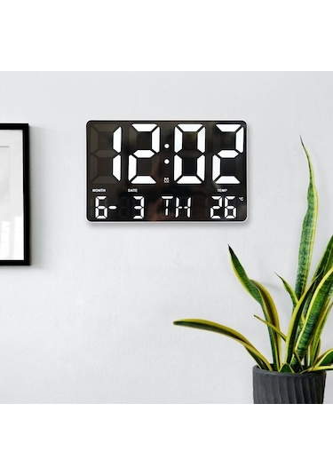 Didadodo Suntek Led Duvar Saati Beyaz 10 Sıcaklık Göstergeli Uzaktan Kumandalı Beyaz