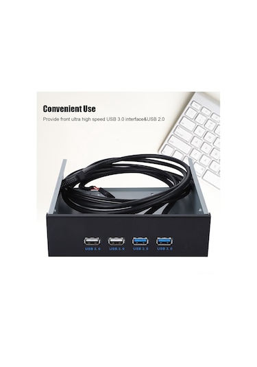 Kosona 5.25 İnç Usb Ön Panel - Metal Kasa, 2x Usb 3.0 19pin + 2x Usb 2.0 9pin Hub, Plug & Play, Tüm Windows Sürümleriyle Uyumlu