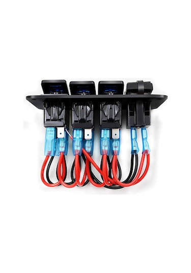Teltree Hızlı Şarjlı 12v/24v Çift Usb Çıkışlı Su Geçirmez 8 Gang Anahtar Paneli - Araç, Tekne, Karavan İçin 1-gang