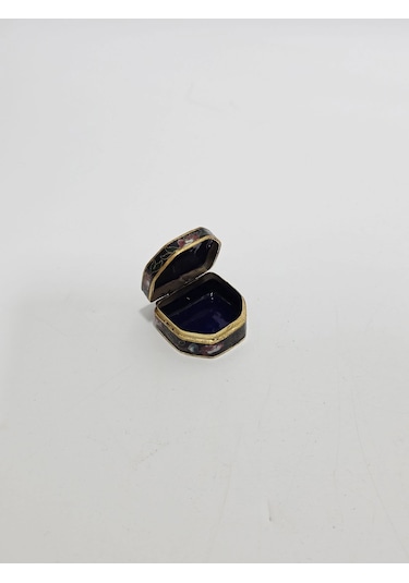 Antika Cloisonne Minyatür Kutu 3,8x3,5cm 087