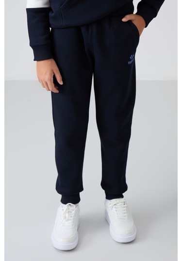 Tommy Life Soft Vişne-lacivert Pamuklu Kalın İçi Tüylü Yumuşak Dokulu Standart Fit Nakışlı Erkek Çocuk Eşofman Kırmızı - Lacivert