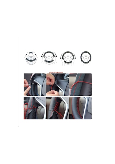 Fiat Doblo 2010 Direksiyon Kılıfı Dikme Soft Kırmızı Ipli (11Cm)