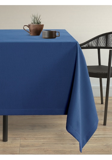Kadife Dokulu Gece Mavisi Dertsiz Masa Örtüsü Gece Mavisi