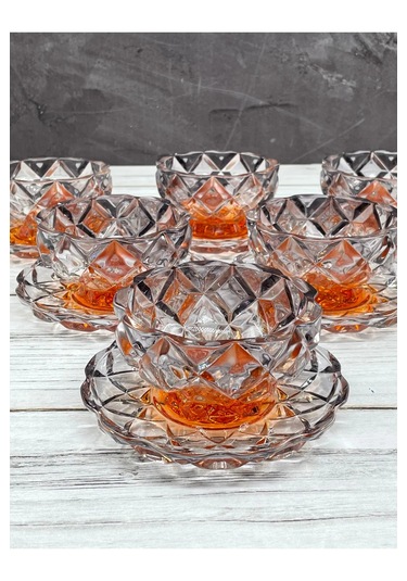 12 Parça Kristal Cam Renkli Çerezlik Kase Tabak