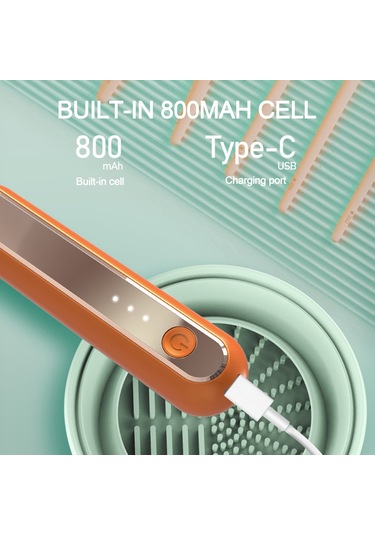 Hfambition Siyah 3 Seviyeli Usb-c Şarjlı Elektrikli Makyaj Fırçası Temizleyici - 800mah Pil Ve 5 Adet Fırça Kapağı