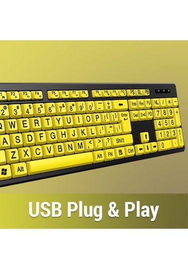 Springsun Yaşlılar İçin Büyük Tuşlu Usb Klavye - Sessiz, Suya Dayanıklı, Yüksek Kontrastlı