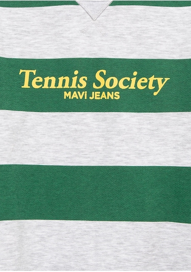 Mavi - Çizgili Baskılı Yeşil Sweatshirt 6s10170-71697 Yeşil