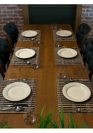 Eveda Bambu 6'lı Amerikan Servis 30x42 Cm Çok Renkli