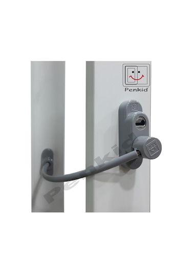 Penkid Kablolu Pvc Kapı Pencere Çocuk Emniyet Kilidi Gri 5 Li Set
