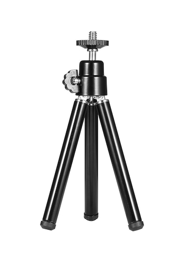 Dofolink Masaüstü Mini Tripod: 15cm Katlanabilir, 20cm Maksimum Yükseklik, 1/4" Vida, Alüminyum Ally, Siyah, Kameralar Ve Kamera İçin Evrensel