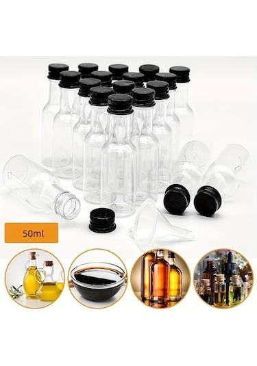 Willowhaven 50 Adet Mini Plastik Likör Şişesi 1.7oz Gümüş Kapaklı Mutfak Bar Kokteyl