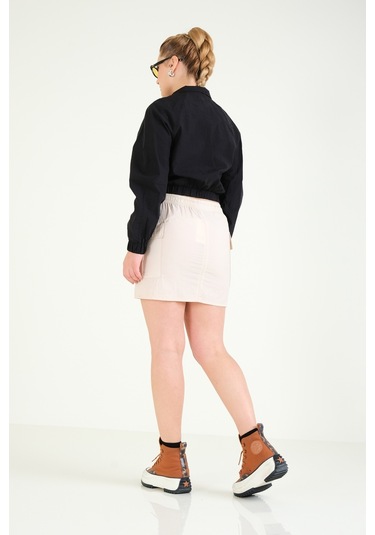 Giyim Dünyası Kadın Paraşüt Crop Mont Siyah 001