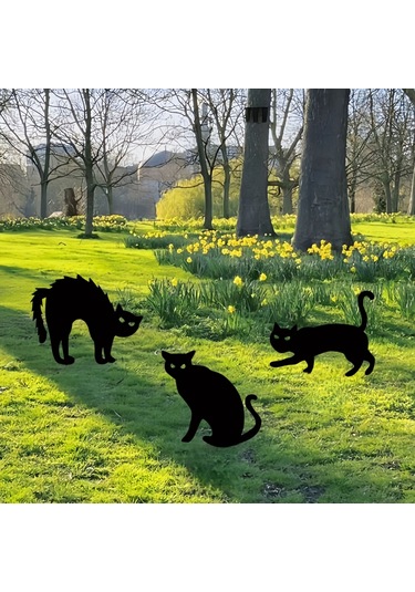 3'lü Kedi Figürü Zemin Dekorasyon Seti 2d Gerçekçi Yansıtıcı Gözlü Yavru Kedi