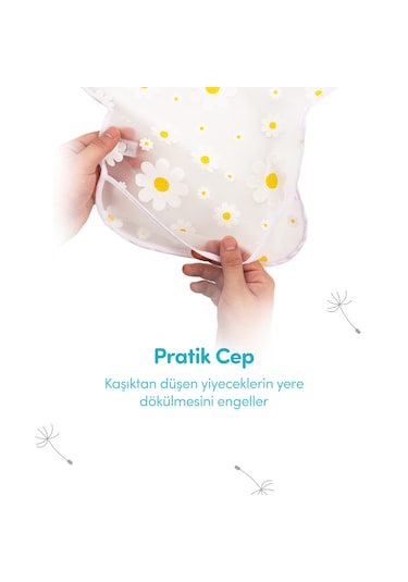 Sevi Bebe Büyük Cepli Eva Önlük Papatya Beyaz