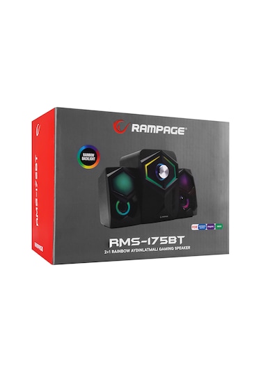 Rampage RMS-175BT 2+1 5Wx2 Bluetooth-USB-MicroSD-FM Rainbow Aydınlatmalı Gaming Hoparlör
