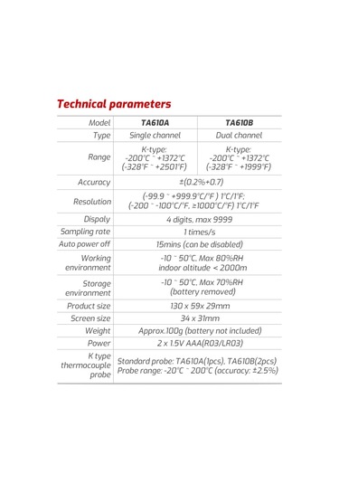 Maiyame Ta610a Endüstriyel Sıcaklık Ölçer K-tipi Termokuplaj Tek Kanal Lcd Geri Aydınlatmalı Veri Saklama Sıcaklık Ölçme Cihazı Siyah-kırmızı Pil Yok