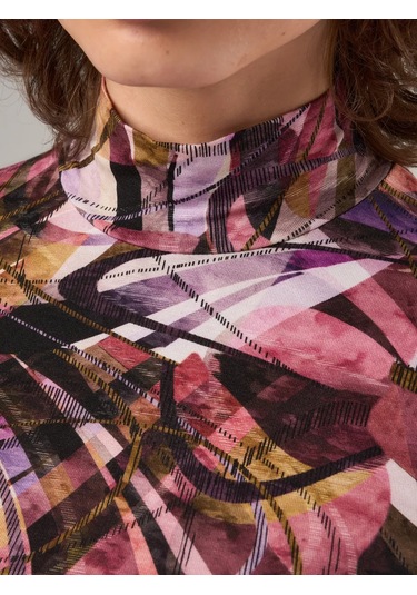 Sherbi Ana Akdeniz Yüksek Yakalı Basic Büyük Beden Uzun Kollu 288729826 Pembe