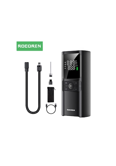 Rocoren 150psı 4000mah Şarjlı Taşınabilir Hava Pompası Araç Lastik, Bisiklet, Top Şişirme Powerbank+led Lamba+lcd Ekran
