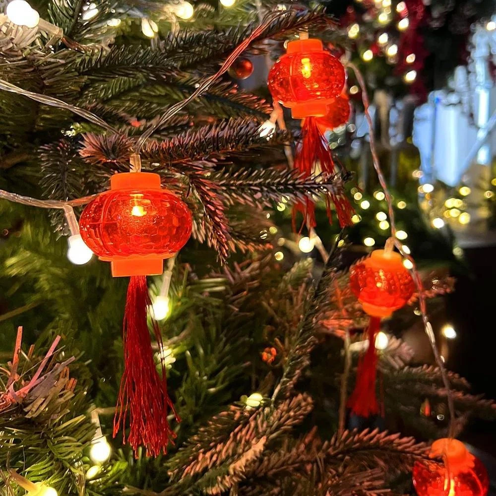 Yuntech01 Pil İle Çalışan Led Fener Şekilli Festivite Dekorasyon Işık Zinciri, 1.5 Metre 10 Işık, Dış Ve İç Mekan Kullanıma Uygun, Enerji Verimli, Kablosuz Tasarım Kırmızı