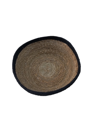 Sever Hasır Örgü Çok Amaçlı Sepet 24 CM Kahverengi - Siyah