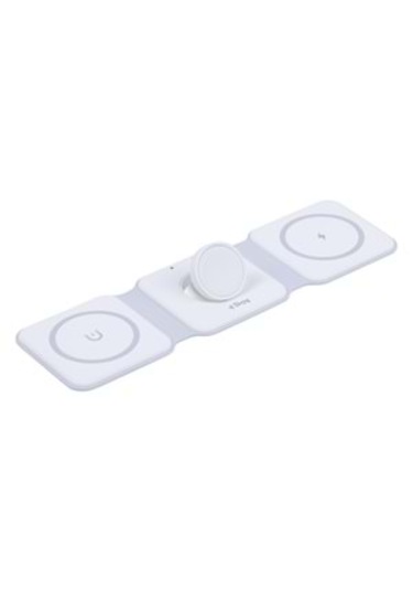 W07b Beyaz 3 İn 1 Manyetik Kablosuz Şarj Standı İphone, Airpods Uyumlu