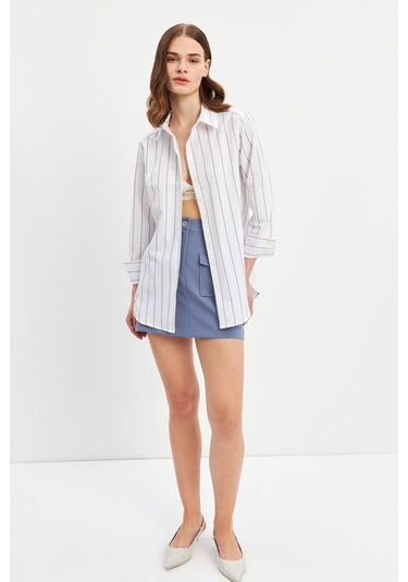 Stella Pulvis Lila Çizgili Basic Gömlek Lila