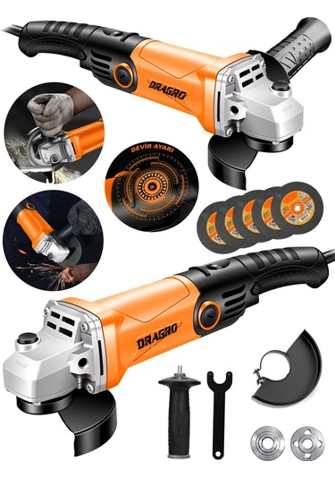 Dragro Alman DRG-4200 W Devir Ayarlı Çift Metal Dişli Şanzuman Demir Metal Kesme Taşlama Makinesi 125 MM T5