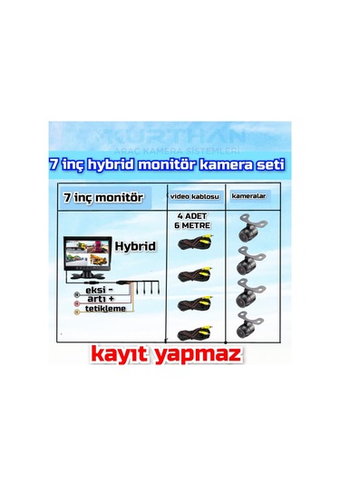 7 İnç Hybrid Monitör Ve 4 Adet Kelebek Kamera Hazır Set