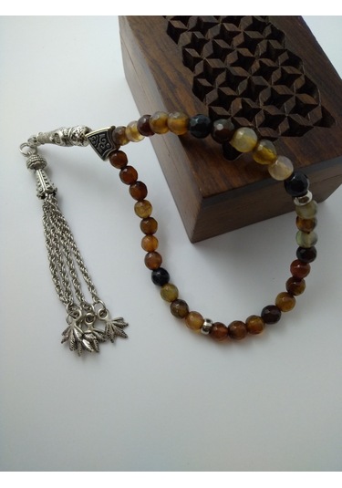 Kahve Akik Taşı Tespih / Doğaltaş Tespih 6 Mm N11.6778