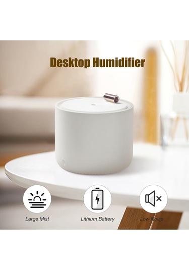 Samdoo Beyaz Usb Şarjlı 400ml Ev/ofis Masaüstü Nemlendirici, Otomatik Kapanma, Düşük Gürültü Ve Renkli Işık Özellikli