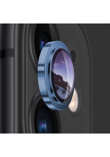 Buff Apple Uyumlu iPhone 11 / 12 / 12 Mini Kamera Metal Lens Koruyucu Lacivert