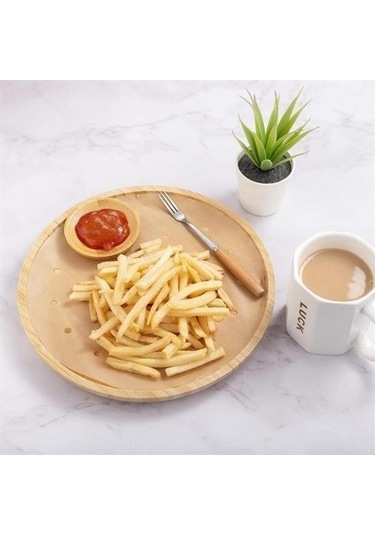 100 Adet Air Fryer Pişirme Kağıdı Tek Kullanımlık Hava Fritözü Yuvarlak Delikli Model -m11 Kahverengi