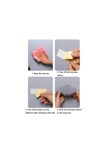 Bulut Şeklindeki Sabun Kutusu Drenajsız Duvara Monte Sevimli Sabunluk Pembe