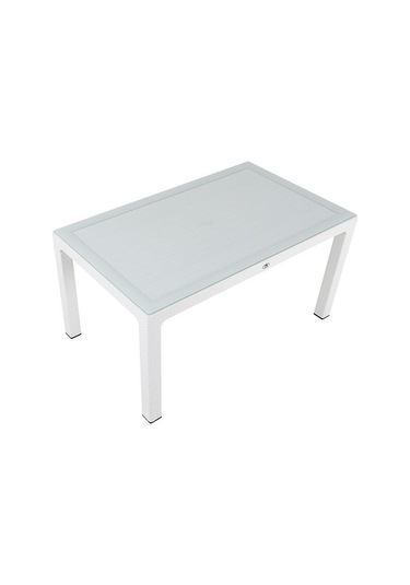 Depootoptan Mandella 90X150 Elit Rattan Masa (Camlı) Beyaz