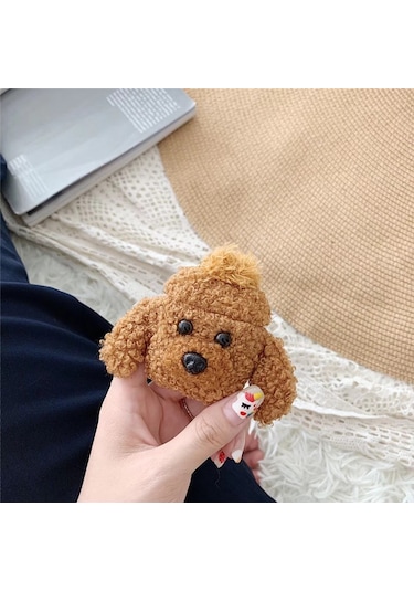 Apple Airpods Pro 1. / 2. Nesil İle Uyumlu Kılıf Kalp Leopar Taş Kiraz Desenli Fiyok Tutmalı Kılıflar Kahverengi