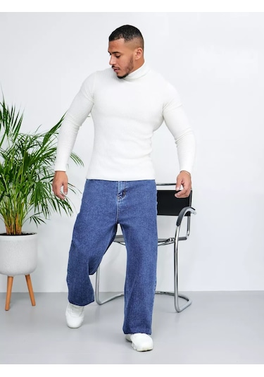 Sagezza Düz Boru Paça Geniş Jean 222840115 Mavi