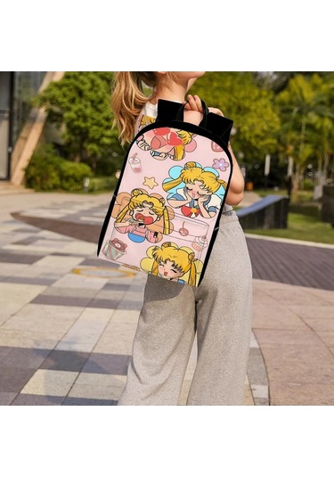 Trendooze Uygun, Siyah Siyah Siyah Sırt Seyahat, Sailor Organizasyon Moon Kawaii Karikatür, İş İnç İle, İçin, Genç, Dizüstü Çoklu Cf53 Çantası, Çalışması Bölmeleri Bilgisayara 15.6 Yl Siyah