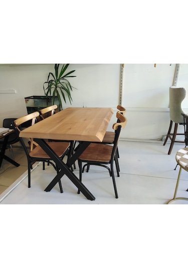 Bintaşmobilya 4 Kişilik Kütük Masa Tonet Sandalye Takımı 120X80.Cm