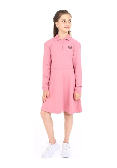 Toontoy Kız Çocuk Baskılı Elbise Gülkurusu